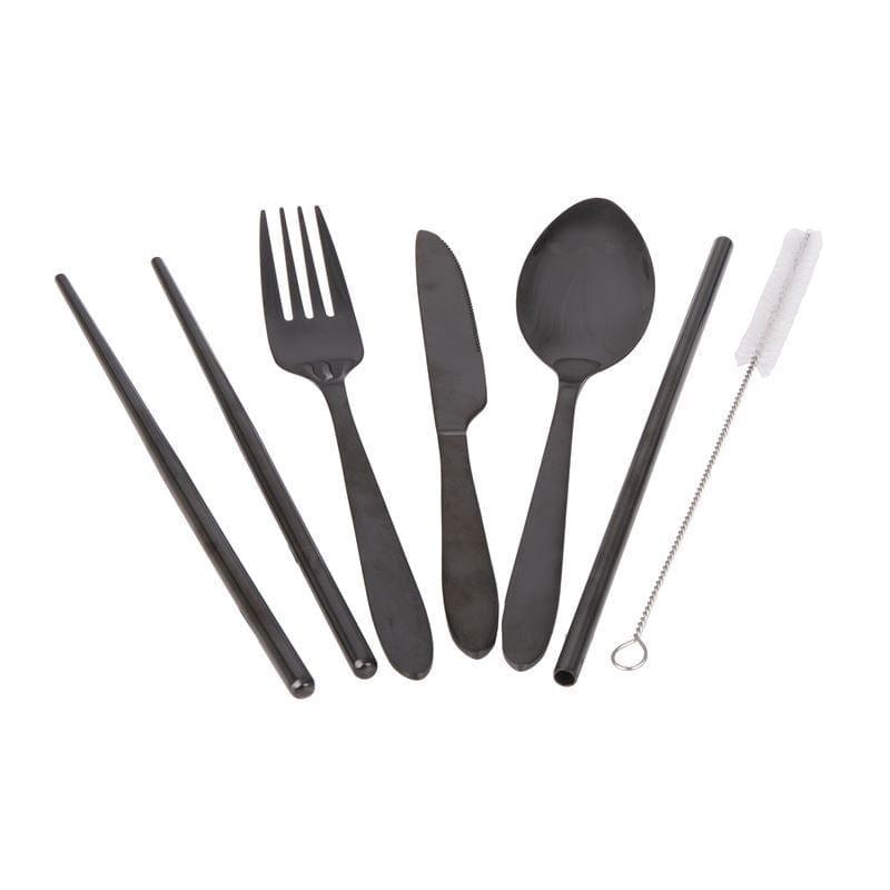 Appetito Appetito – Stainless Steel Traveller’s Cutlery Set in Zippered Pouch Black