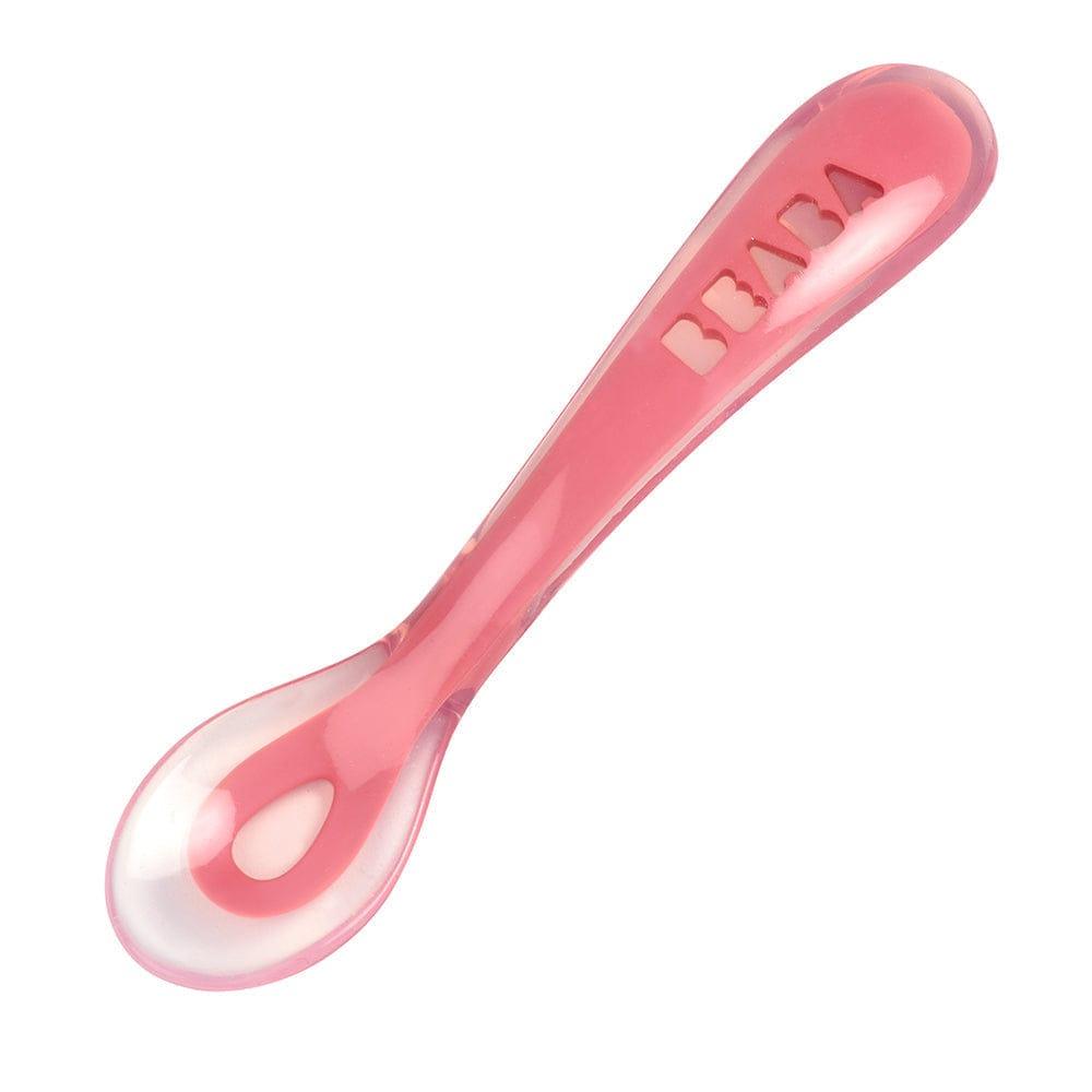 Beaba Beaba Silicone Suction Divided Plate & Spoon - Pink