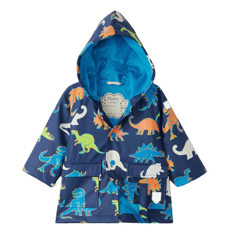 HATLEY Colour Changing Baby Raincoat Linework Dinos Lupipop