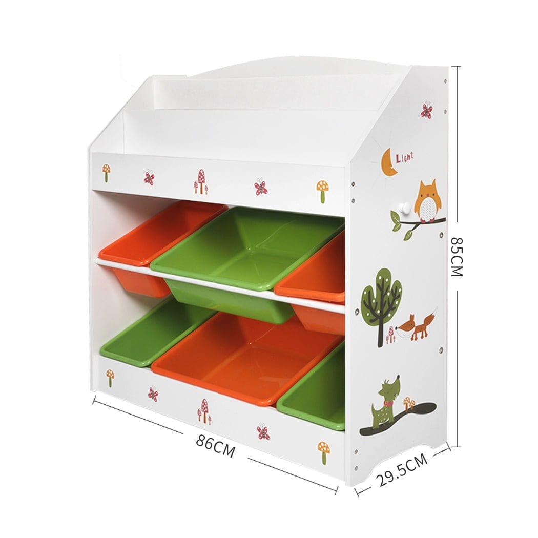 Levede Toy Box Kids 6-Bin Toy Box & Bookshelf Organizer