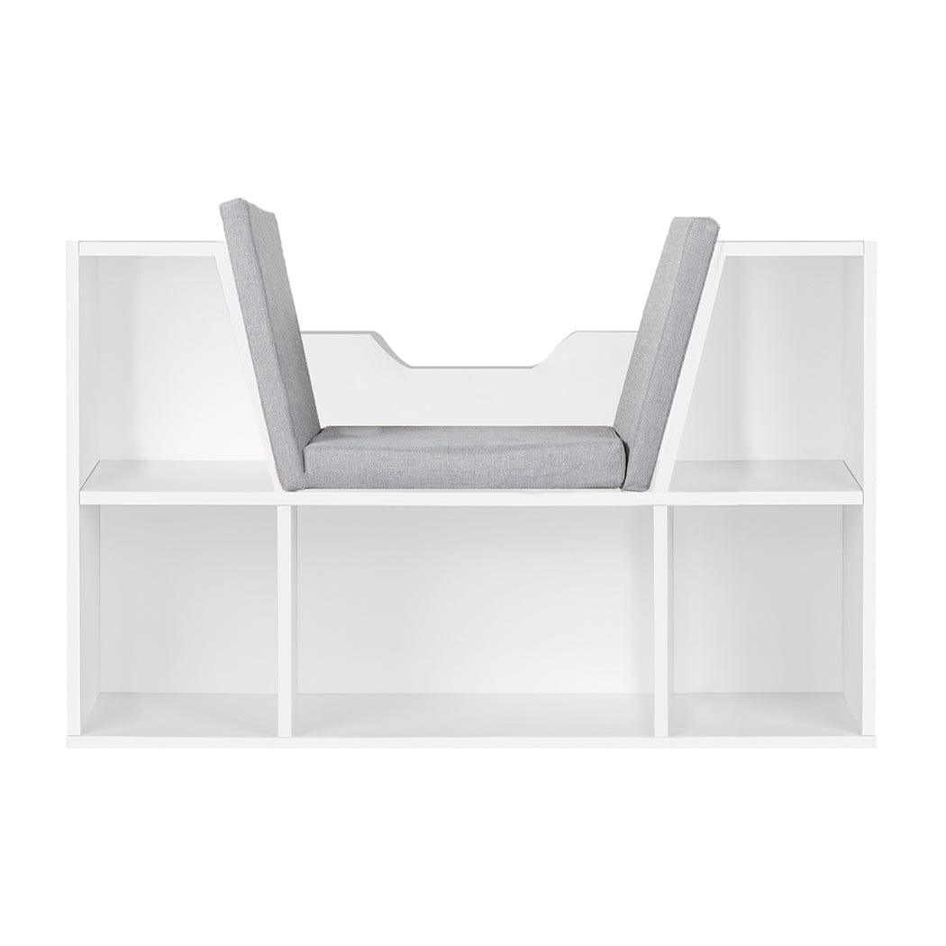 Levede Kids Bookcase White Kids' Bookcase with Seat | Toy Storage Boxes
