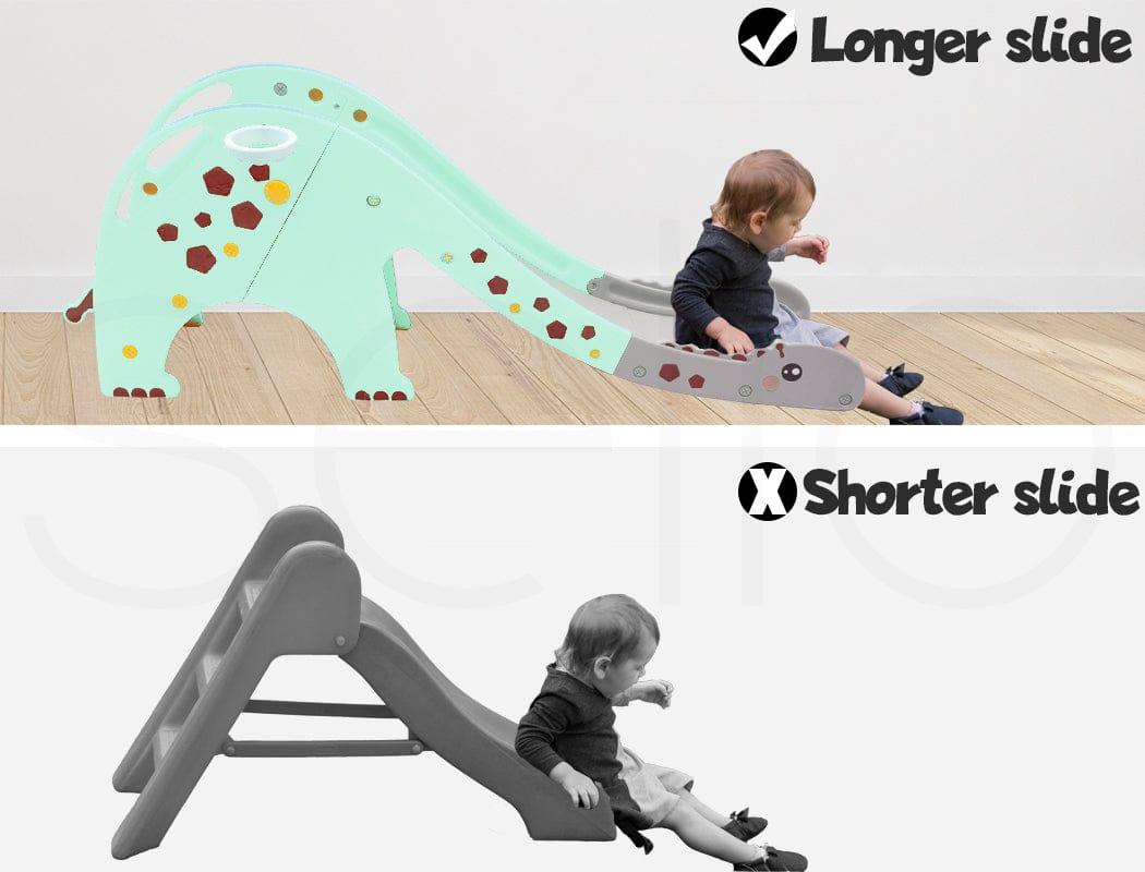 BoPeep Slide Kids Slide 160cm Extra Long Basketball Hoop Activity Center Toddlers Play Green