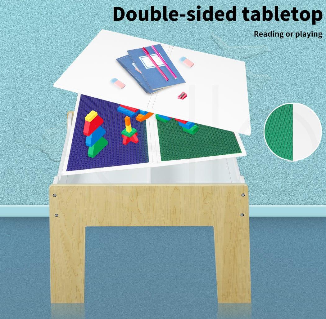 BoPeep Table & Chair Set BoPeep Kids 3-Piece Wooden Table & Chair Set with Building Blocks