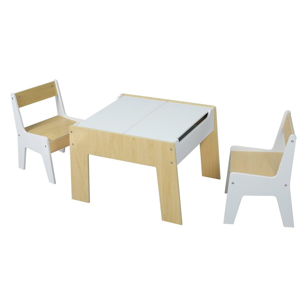 BoPeep Play Table and Chair Sets BoPeep Kids 3-Piece Wooden Table & Chair Set with Building Blocks