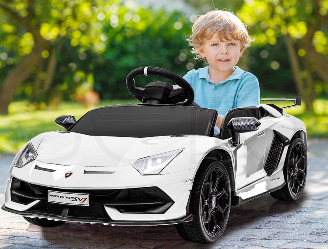 Lupipop Ride On Cars Lamborghini Kids Ride On Car with Remote Control White