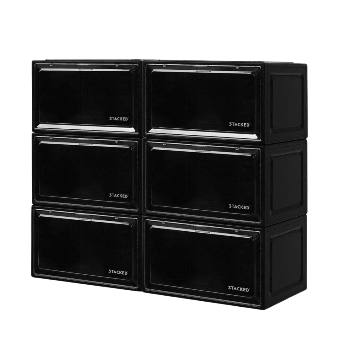 Stacked Black / 6Pc Stacked Magnetic Clear Display & Storage Case