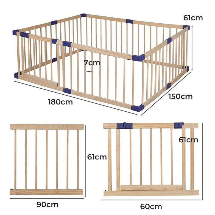 BoPeep Playpen BoPeep Kids Playpen Wooden Baby Safety Gate Fence Child Play Game Toy Security L