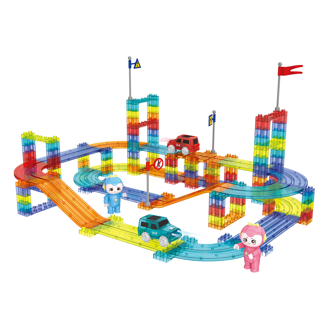 Kids Magnetic Tiles Blocks Railcar Building Educational Toys Children Gift Play