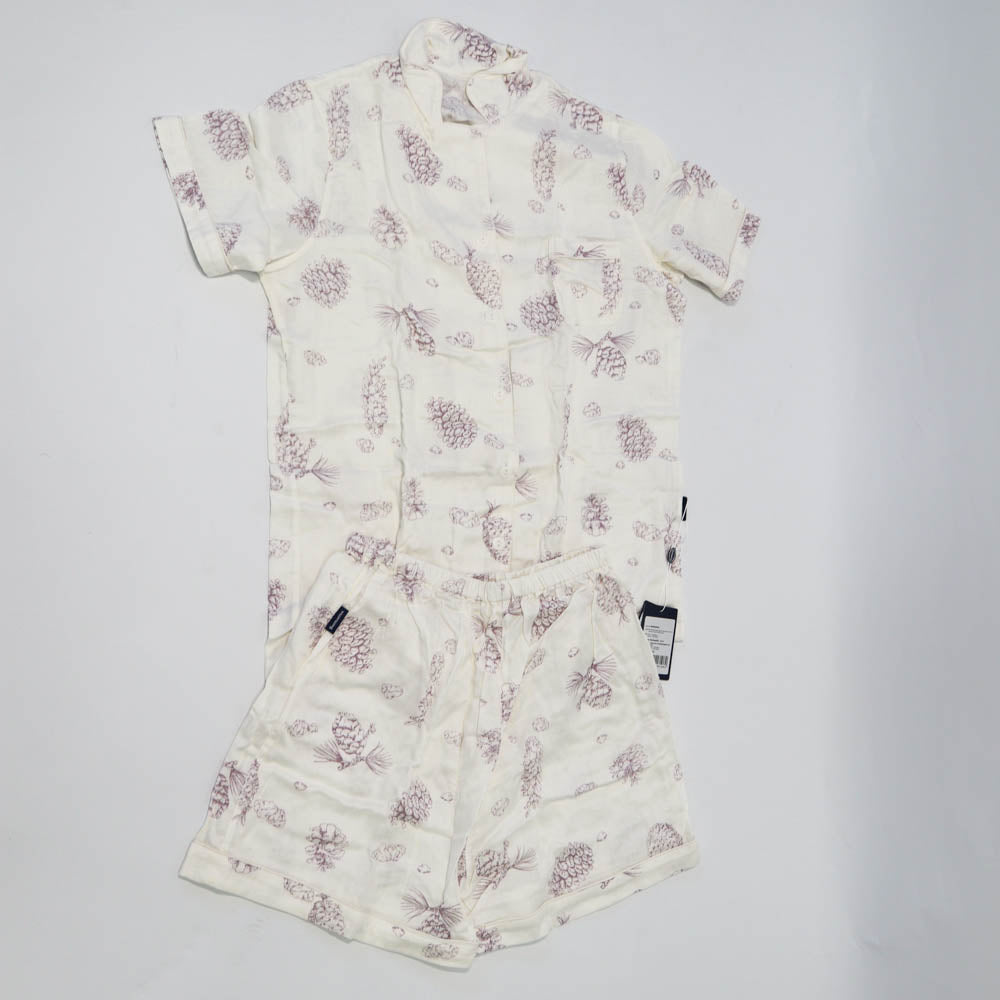 Domia Kids Bamboo Fiber Cotton Short Sleeve Pajama Set Pinecone Space 100