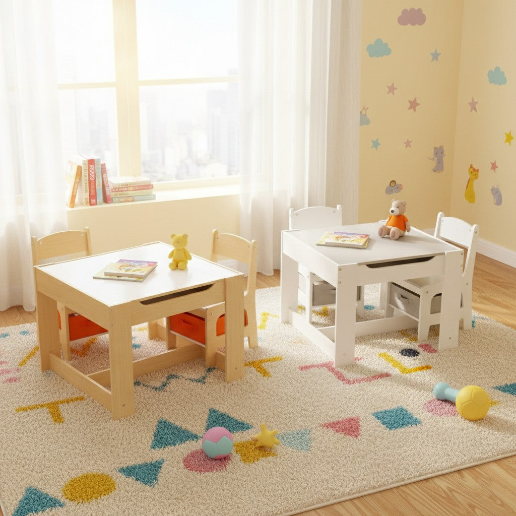 Kids Table Chairs Set Chalkboard Activity Play Desk Wooden Study Tables