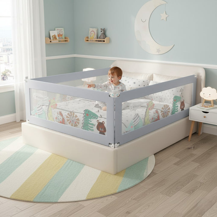 Kids Bed Rail Guard Set Adjustable Folding Safety Queen