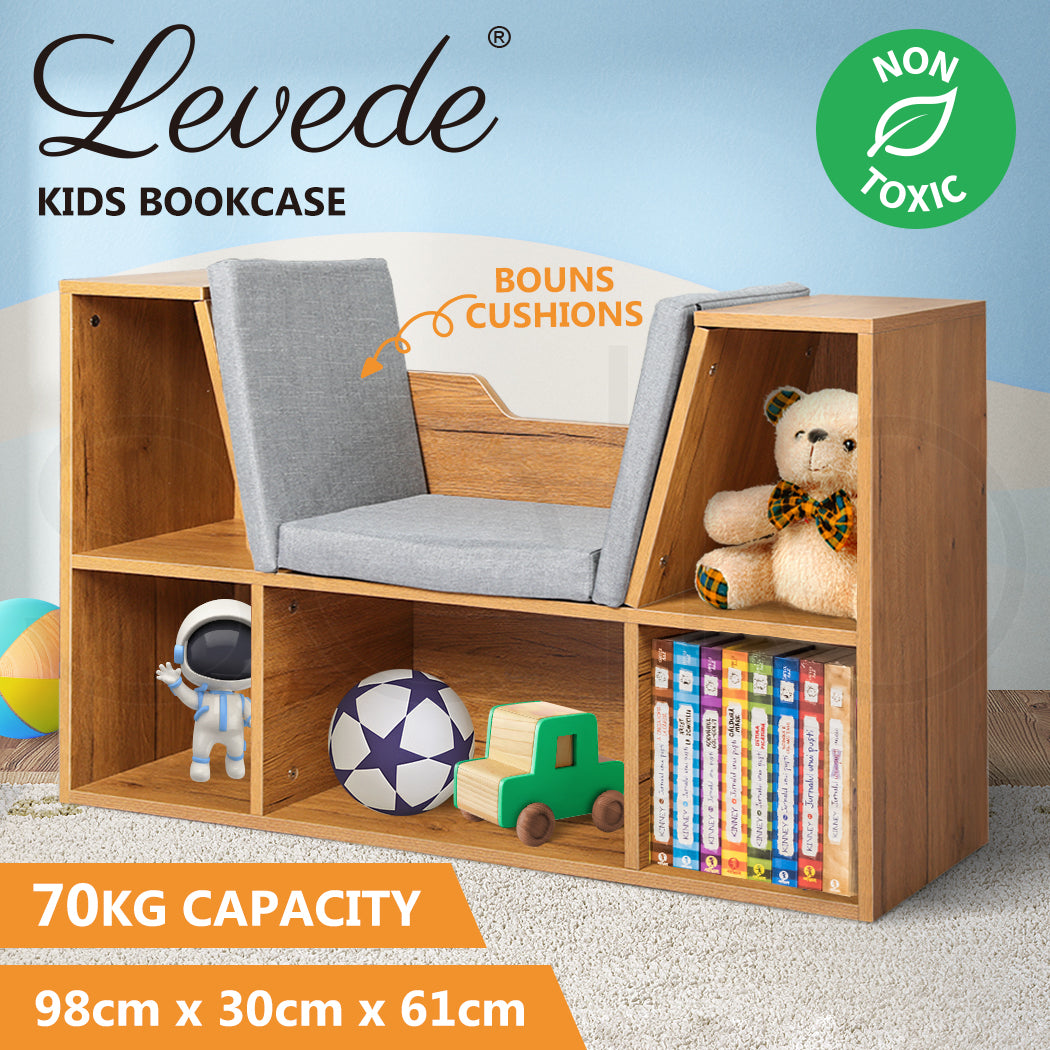 Kids' Bookshelf with Seat 