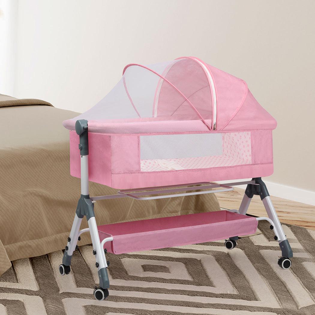 Baby Cot Bed Crib Portable Bassinet Safety Fence Adjustable