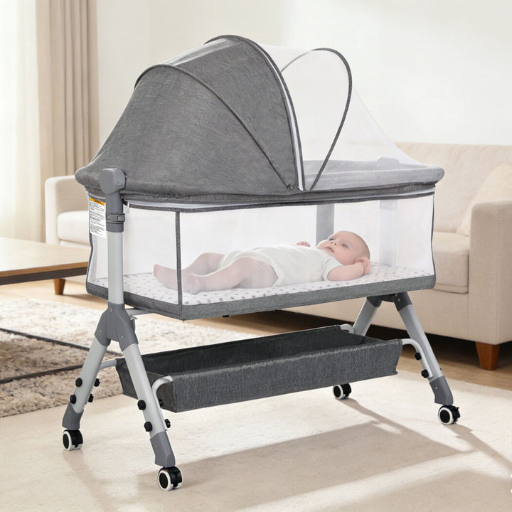 Baby Cot Bed Crib Newborn Co-Sleeper Bassinet Safety Adjustable Bedside