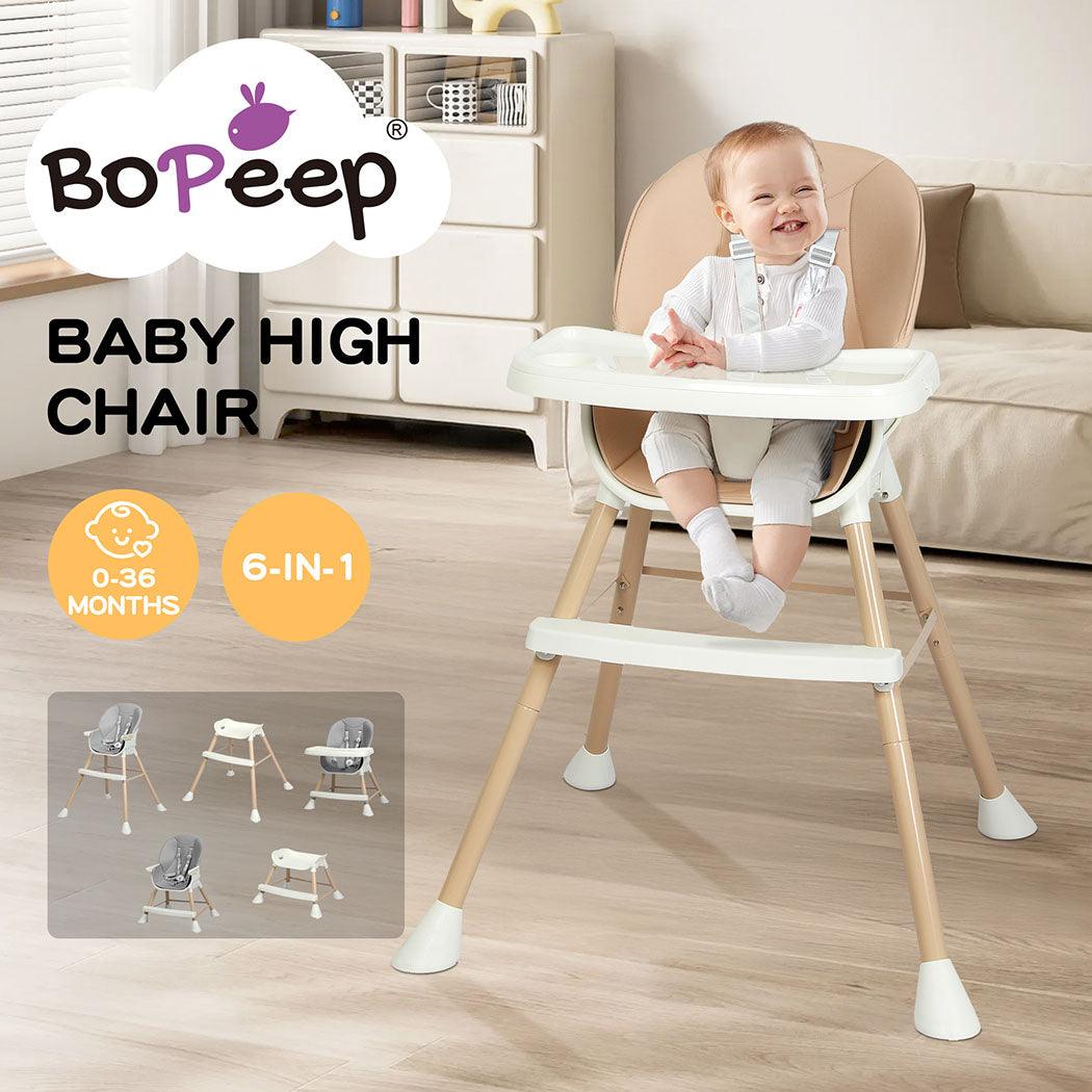 Baby High Chair 6-In-1 Removable Seat and Trays Adjustable Height