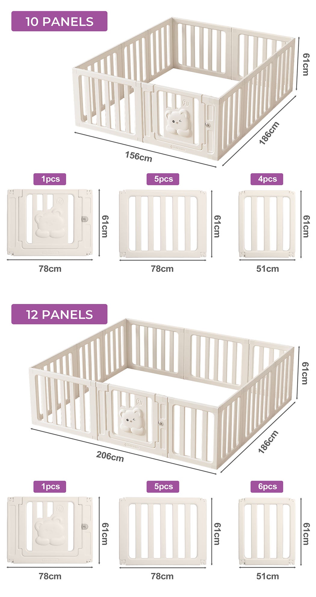 Bopeep Kids Playpen Baby Safety Gate With Lock Toddler Play Game Toy