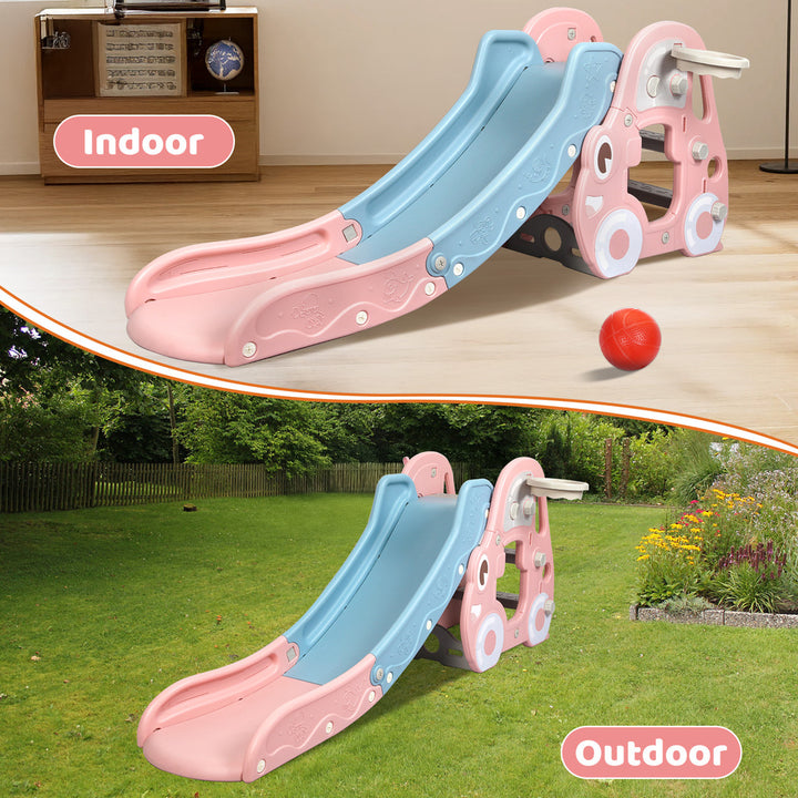 Bopeep Kid Slide Set Basketball Hoop Indoor Outdoor Playground Activity Center