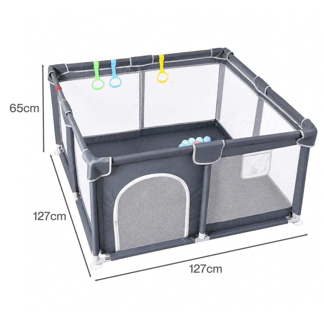 BoPeep Baby Playpen 127x127cm Playpen with Balls Meah 150D oxford Grey