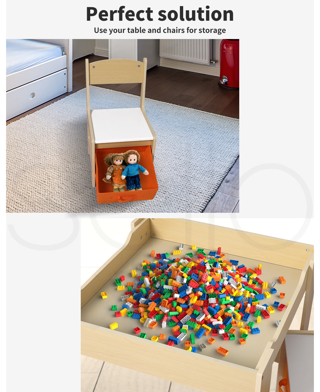 Kids Table Chairs Set Chalkboard Activity Play Desk Wooden Study Tables