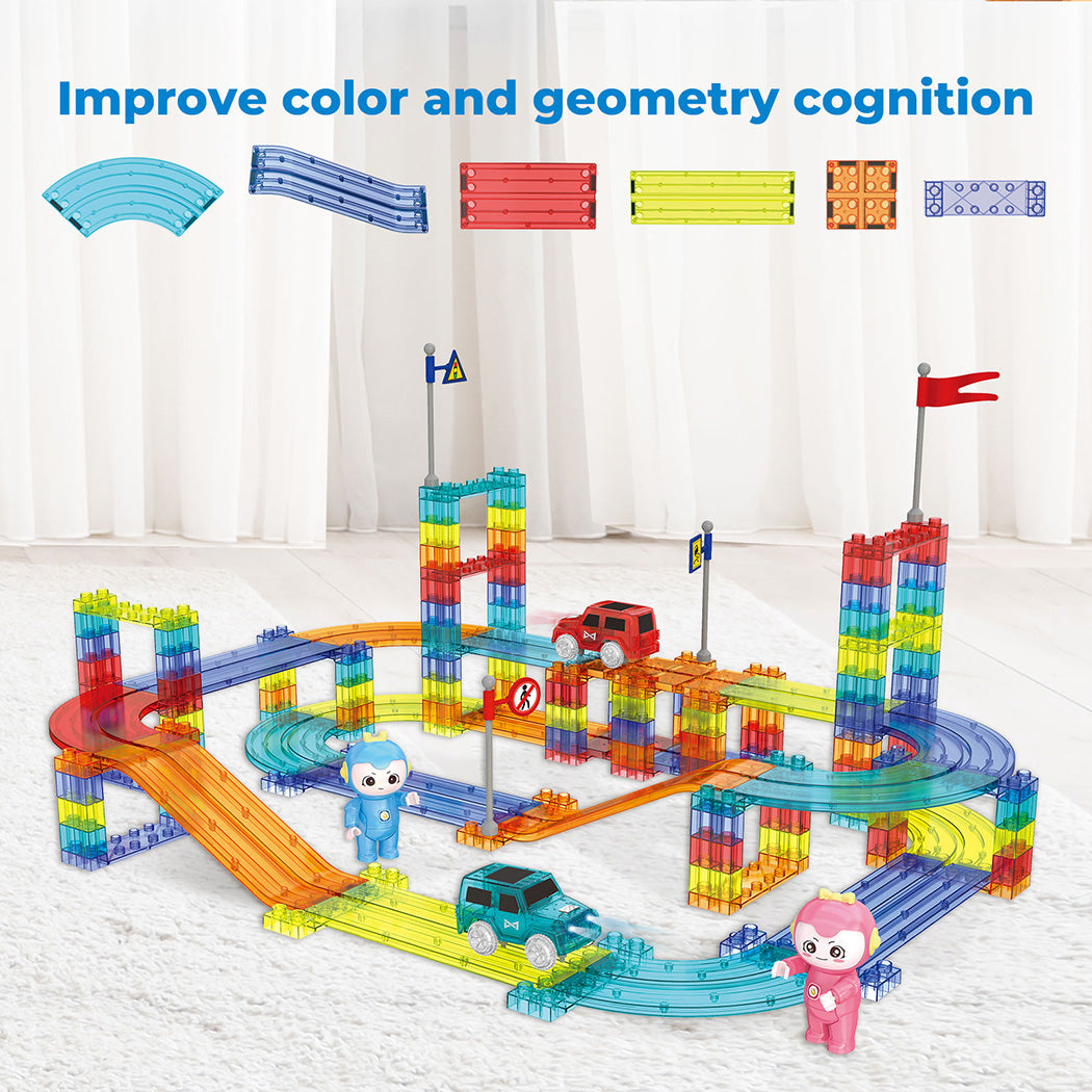 Kids Magnetic Tiles Blocks Railcar Building Educational Toys Children Gift Play