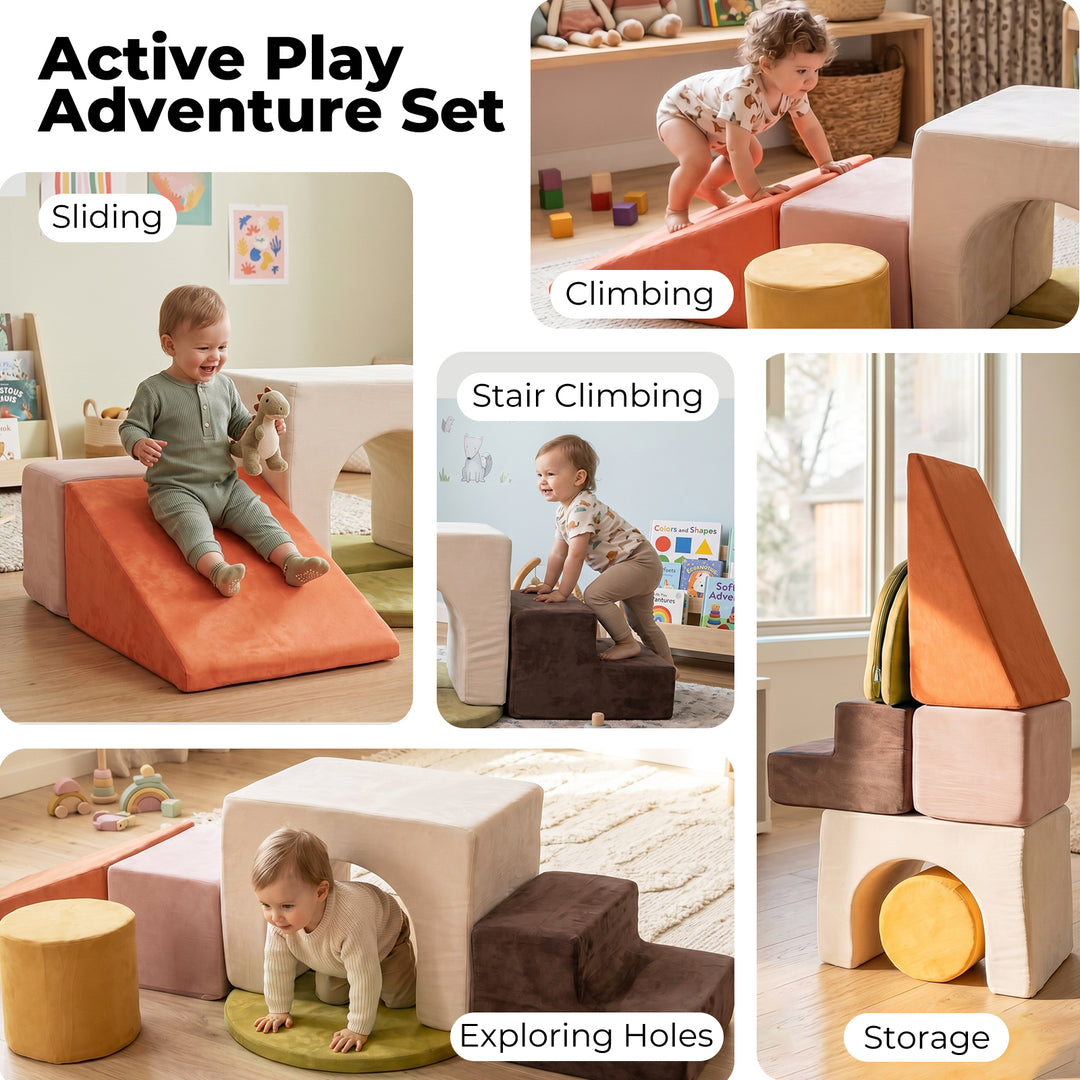 Bopeep Kids Climbing Foam Blocks Playset 7Pcs Toddler Soft Couch Crawl Play Toys