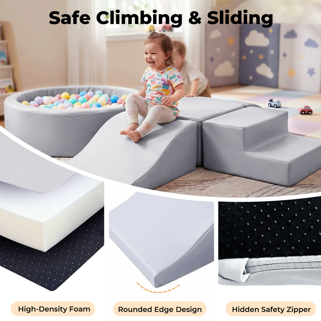 Bopeep Kids Climbing Foam Blocks Playset 5Pcs Toddler Ball Pool Crawl Play Toys