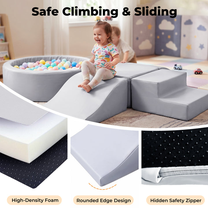 Bopeep Kids Climbing Foam Blocks Playset 5Pcs Toddler Ball Pool Crawl Play Toys