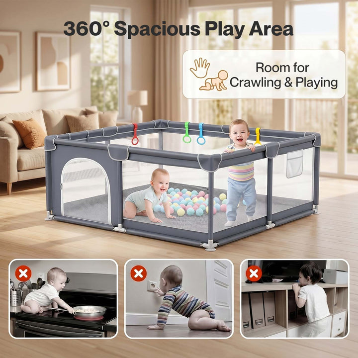 BoPeep Baby Playpen 127x127cm Playpen with Balls Meah 150D oxford Grey