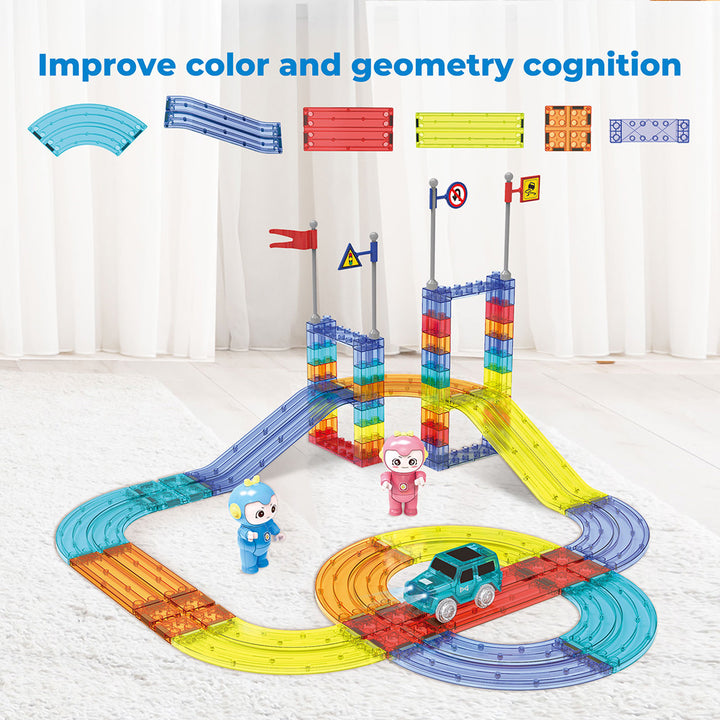 Kids Magnetic Tiles Blocks Railcar Building Educational Toys Children Gift Play