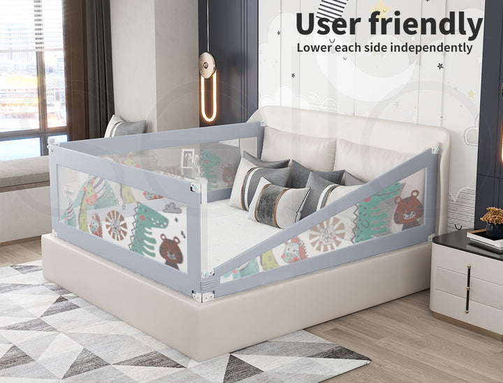 Kids Bed Rail Guard Set Adjustable Folding Safety Queen