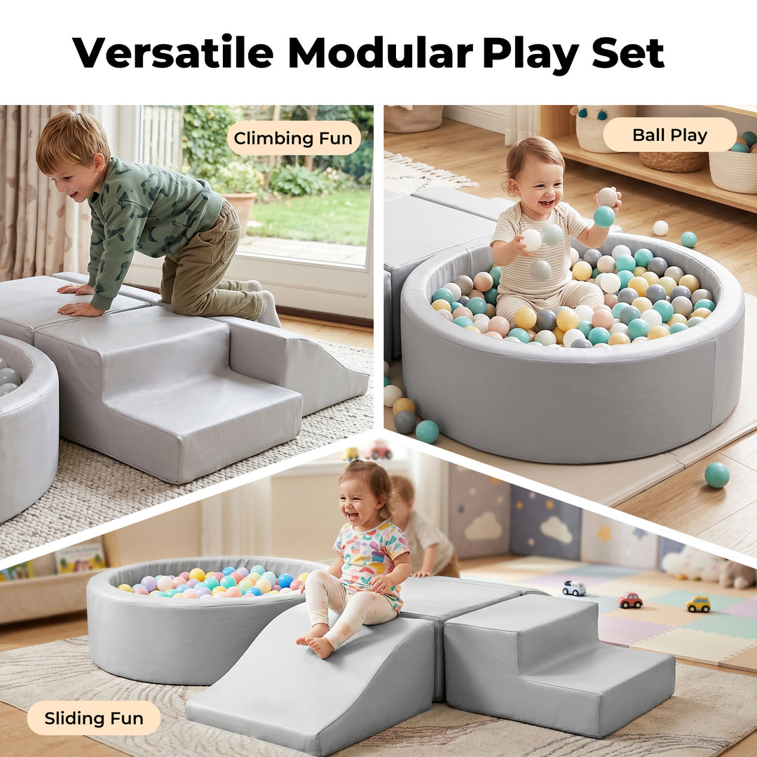 Bopeep Kids Climbing Foam Blocks Playset 5Pcs Toddler Ball Pool Crawl Play Toys