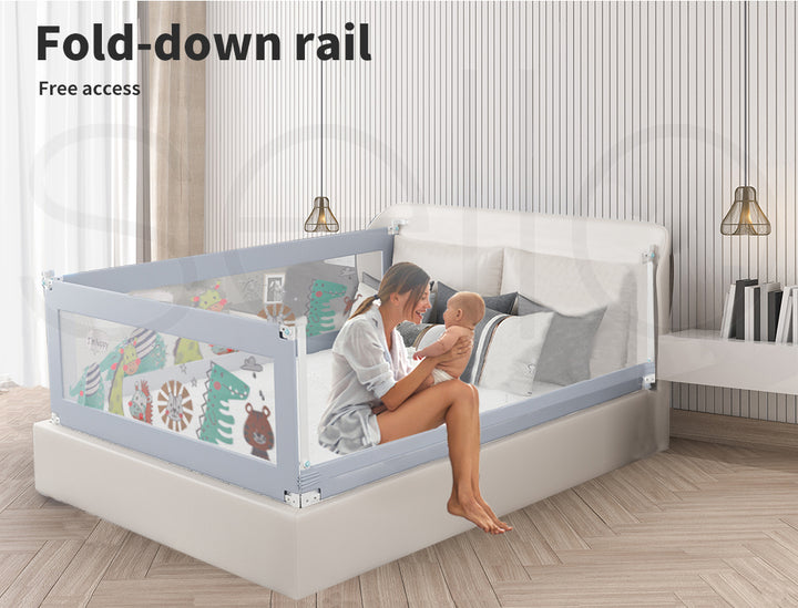 Kids Bed Rail Guard Set Adjustable Folding Safety Queen
