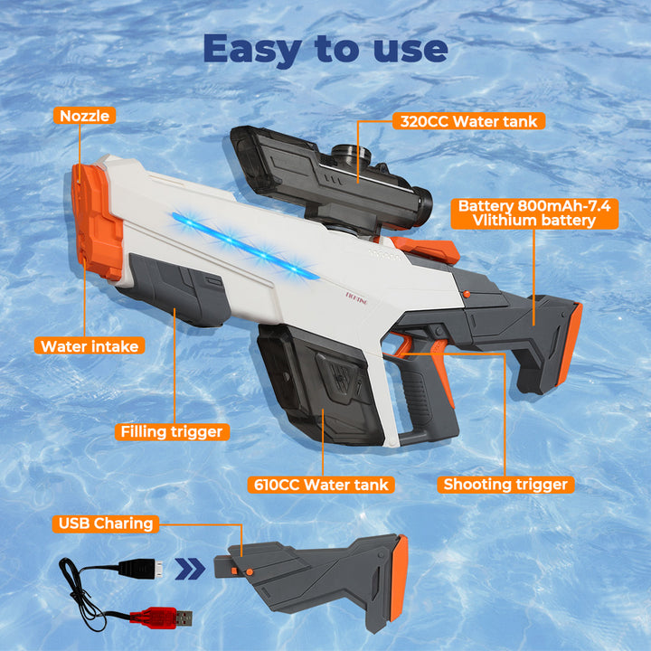 Electric Water Gun with LED Kids Toys Battle Automatic Blaster Outdoor Summer