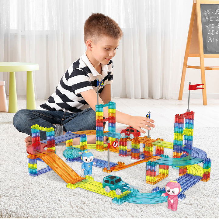 Kids Magnetic Tiles Blocks Railcar Building Educational Toys Children Gift Play