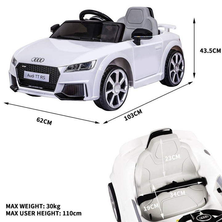BoPeep Ride On Car Audi Ride-On Car with Remote Control and Electric Motor-White 12V