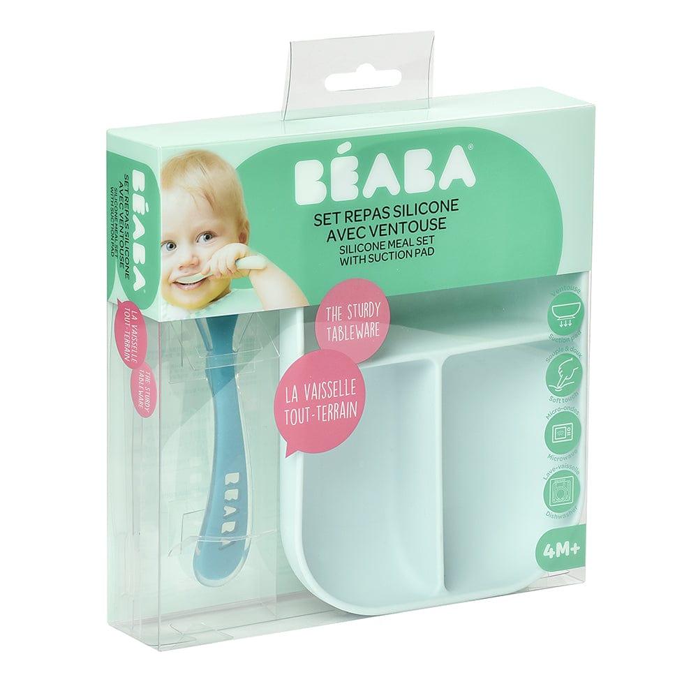 Beaba Beaba Silicone Suction Divided Plate & Spoon - Blue