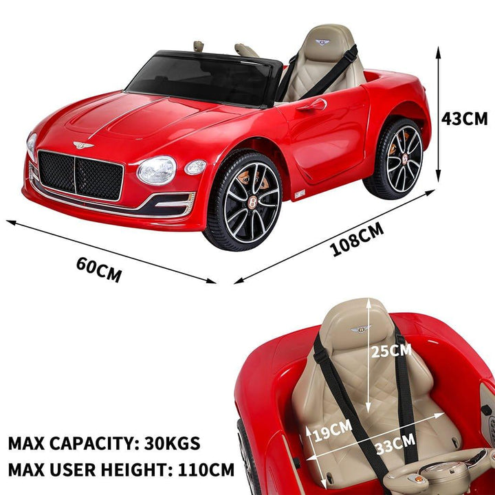 BoPeep Ride On Car Bentley Ride-On Car with Remote Control and Electric Motor-Red 12V