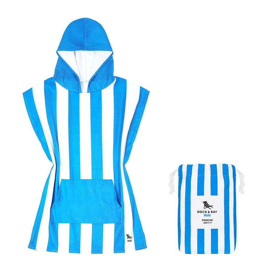 Dock & Bay XS (2-4yrs) Dock & Bay KIDS Poncho Hooded Towel -Mini Cabana Collection-Bondi Blue