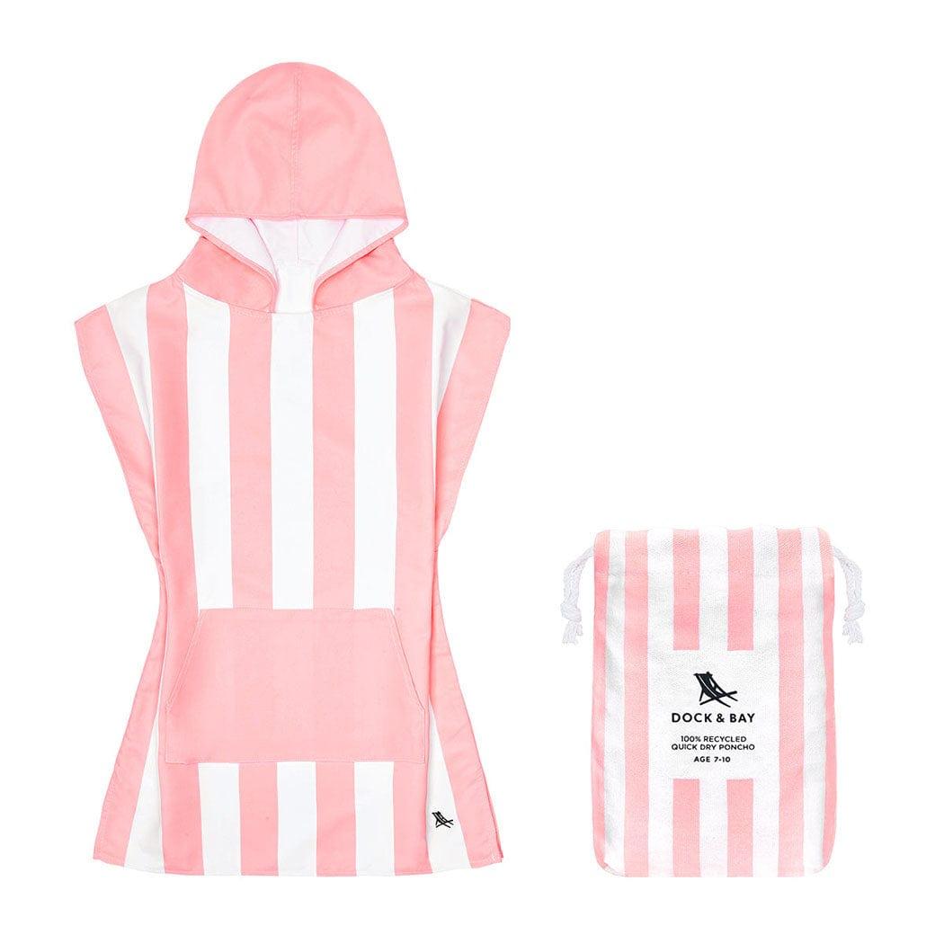 Dock & Bay XS (2-4yrs) Dock & Bay KIDS Poncho Hooded Towel -Mini Cabana Collection-Malibu Pink