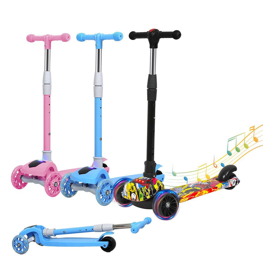 BoPeep Foldable Kids Scooter Adjustable Height Flashing LED Music 3 Wheels - Lupipop