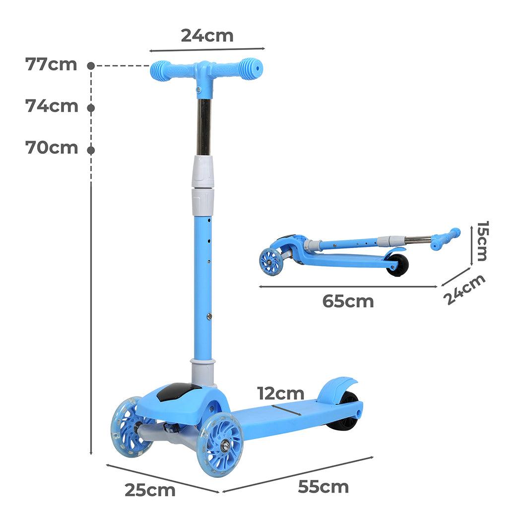 BoPeep Foldable Kids Scooter Adjustable Height Flashing LED Music 3 Wheels - Lupipop