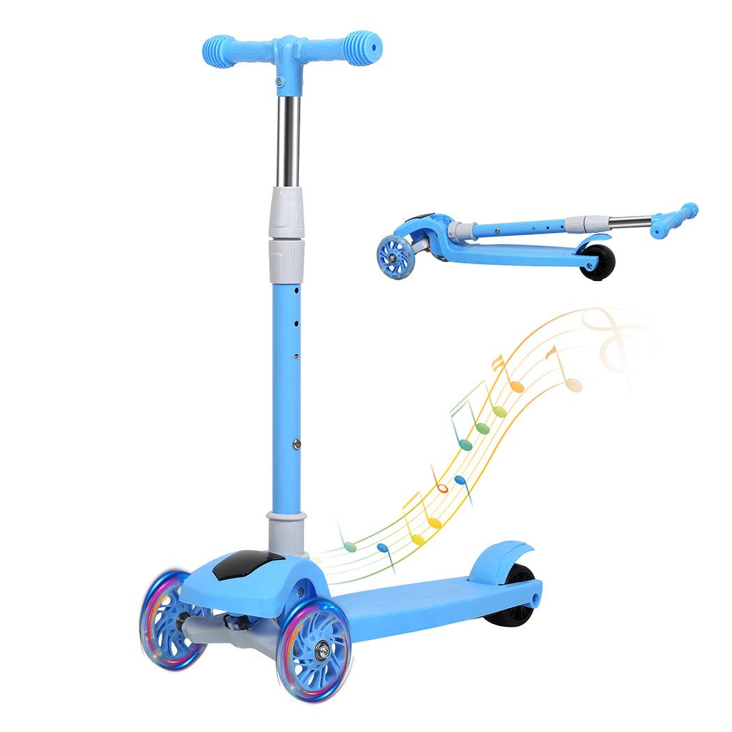 BoPeep Foldable Kids Scooter Adjustable Height Flashing LED Music 3 Wheels - Lupipop