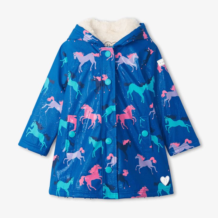 Hatley Size 3 HATLEY Sherpa Lined Splash Rain Jacket | Prancing Horses