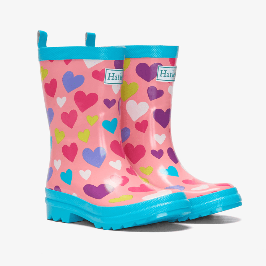 Hatley Hatley Colourful Hearts Shiny Kids Rain Boots