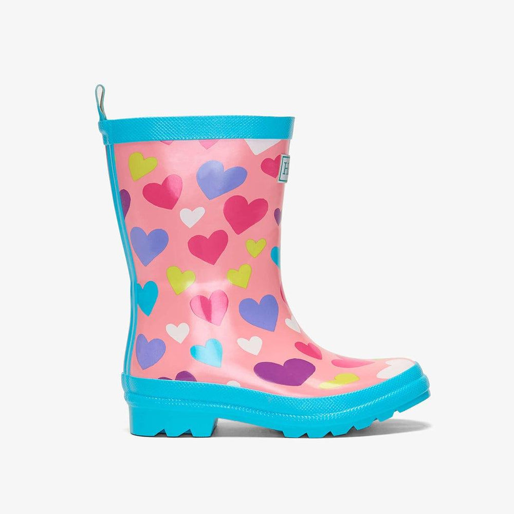 Hatley size 6 Hatley Colourful Hearts Shiny Kids Rain Boots