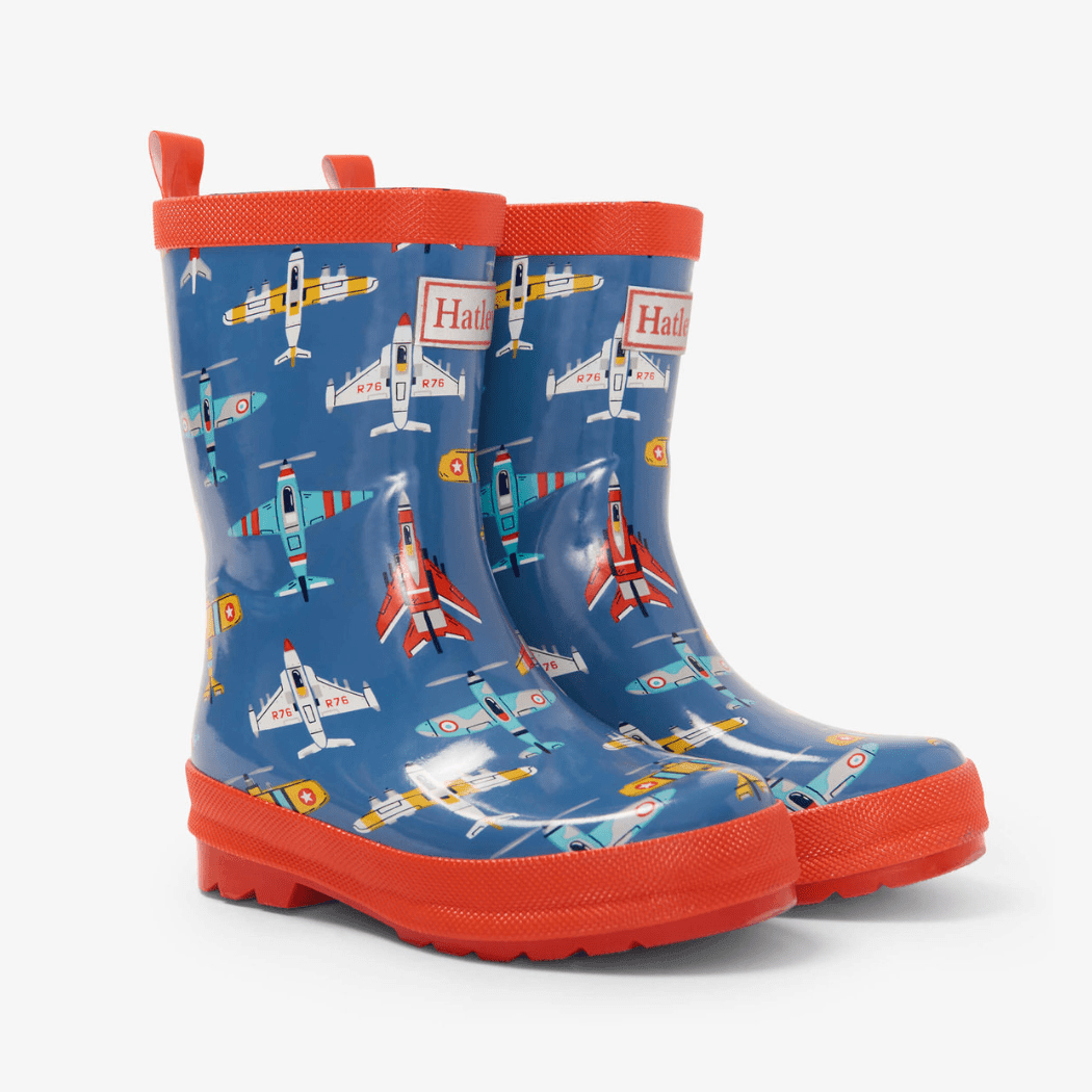 Hatley Hatley Flying Aircrafts Shiny Kids Rain Boots