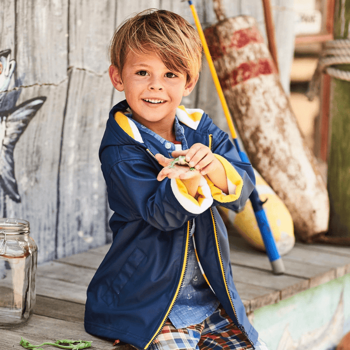 Hatley HATLEY Zip Up Splash Rain Jacket | Navy with Yellow Zip