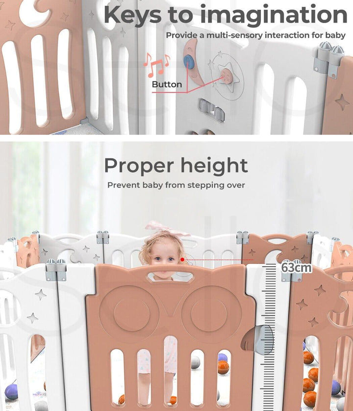 BoPeep Kids Playpen BoPeep Kids Baby Playpen Safety Gate Toddler Fence with Music Toy