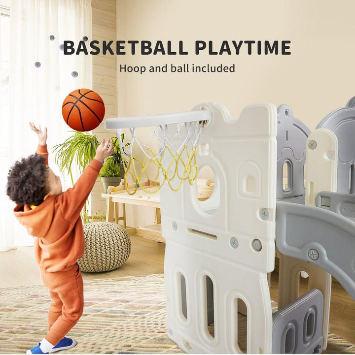 BoPeep Slide Kids Slide Set With Basketball Ring Hoop
