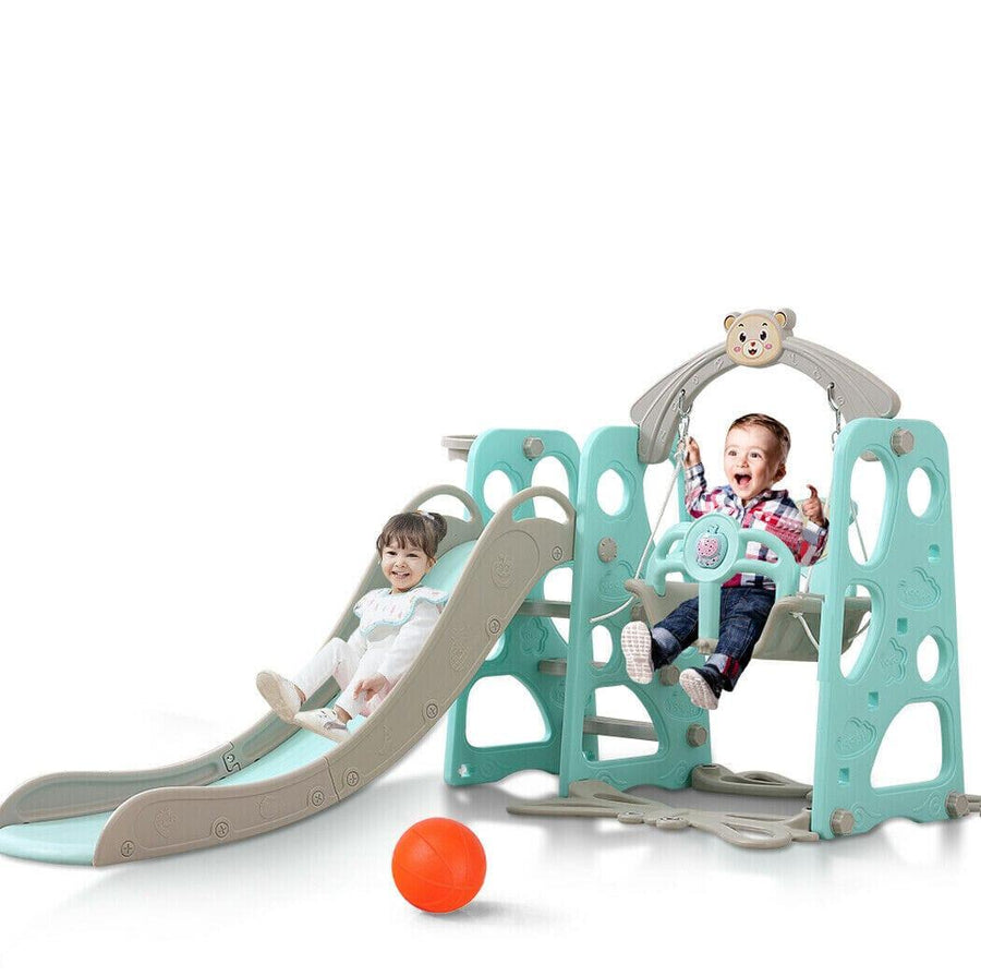 BoPeep Kids Slide & Swing BoPeep Kids Slide Swing Basketball Ring Play Set - Green